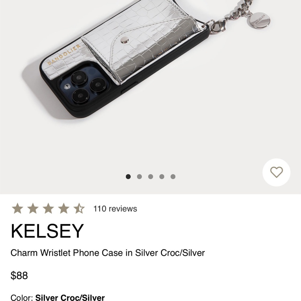 Bandolier Kelsey Charm Wristlet Phone Case - Silver Croc